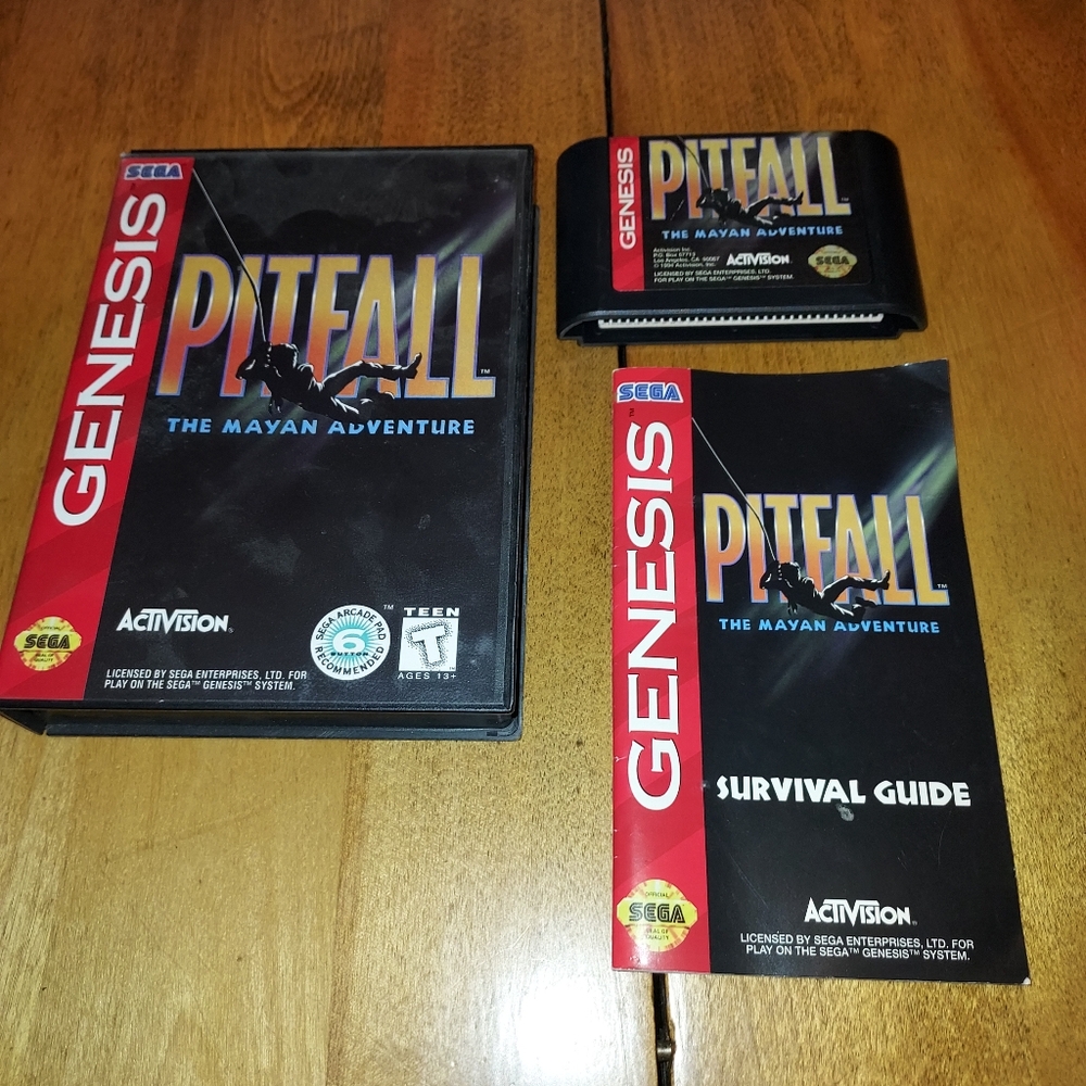 Pitfall the Mayan Adventure for Sega Genesis Cartridge Box and Manual